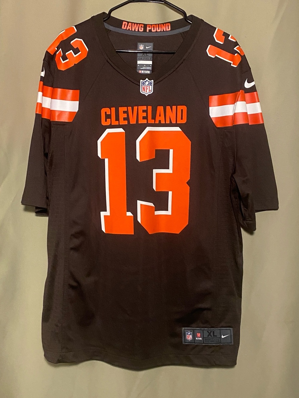 Browns Cleveland Odell Beckham Jr 13 NFL Nike Football Jersey Dawg Pound Men’ XL